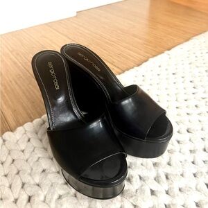 Sergio Rossi Black Platform Mules